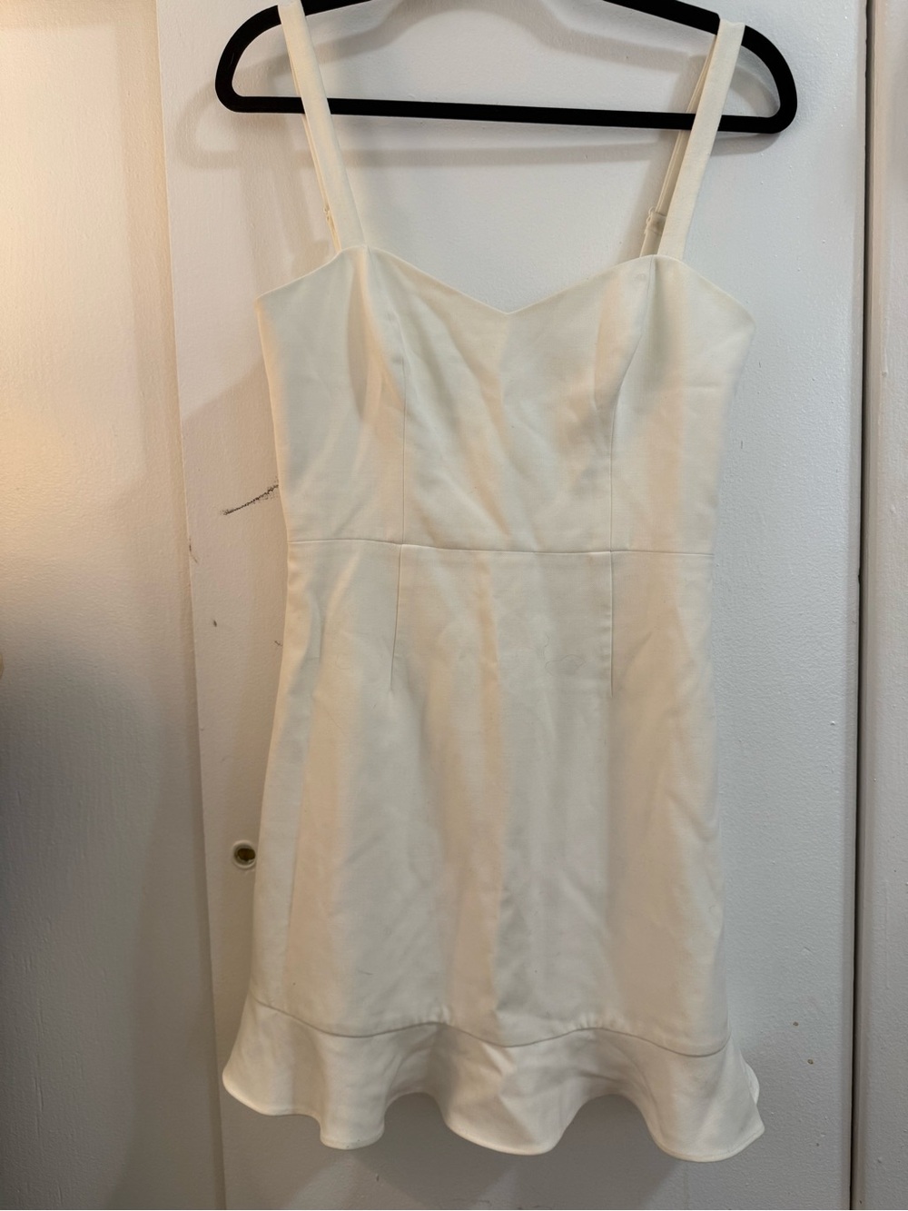 French Connection Cream Sleeveless Mini Dress with Ruffle Hem
